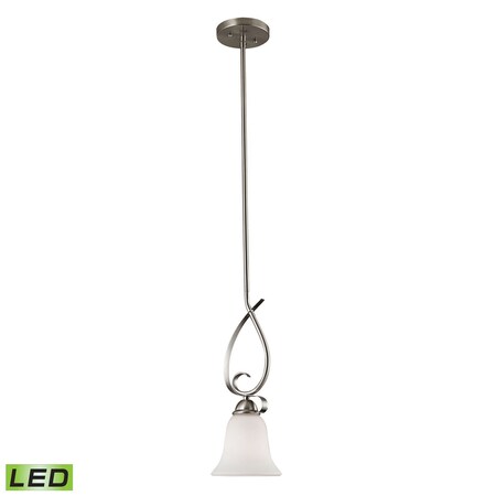 Thomas Brighton 1-Light Mini Pendant in Brushed Nickel with White Glass - LED 1001PS/20-LED